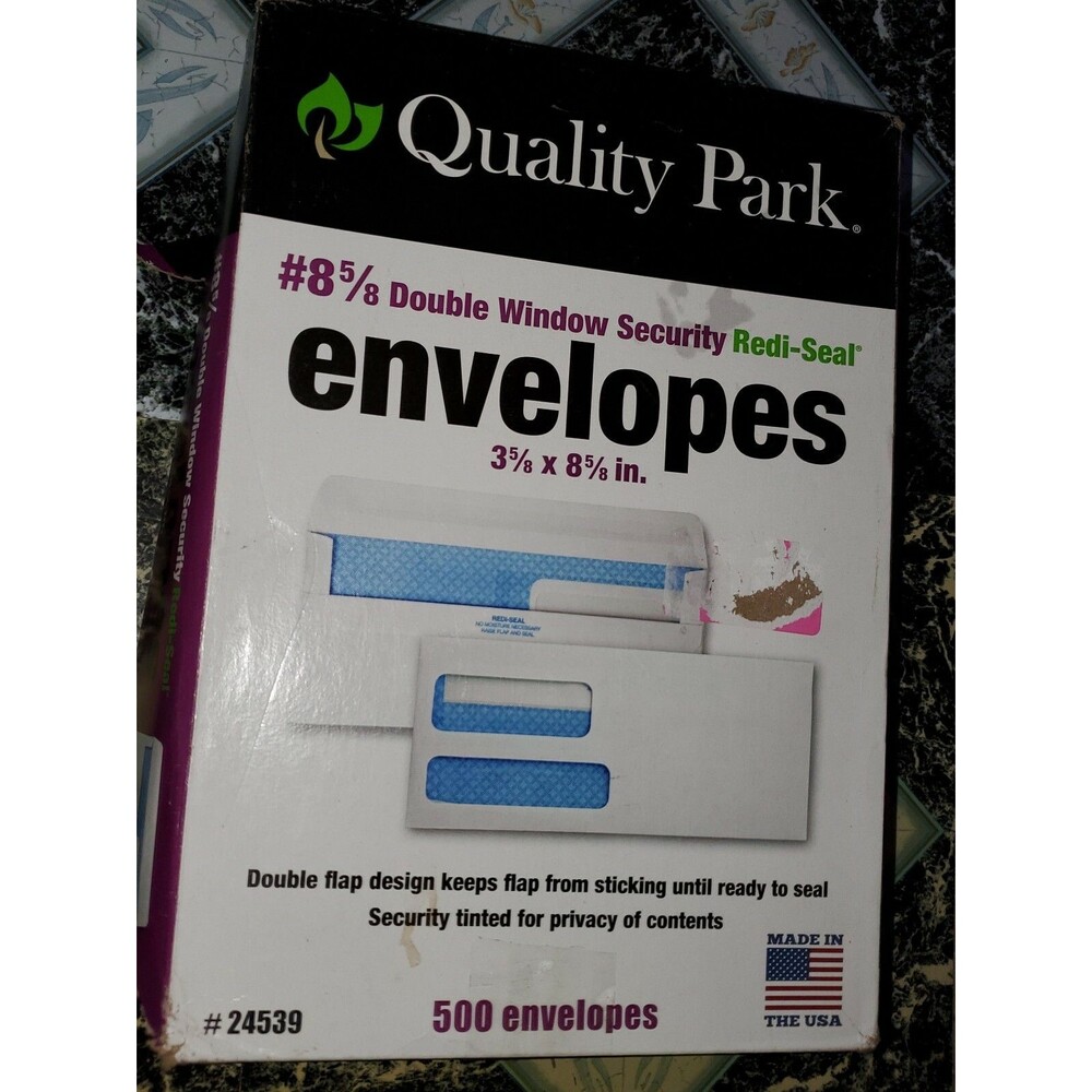 Quality Park 2-Window Tinted Redi Seal Check Envelope #8 5/8 3 5/8 x 8 5/8 White